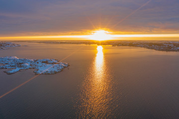 Sun beams at the sea