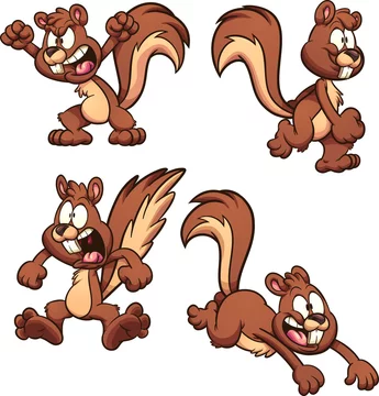 Cartoon squirrel with different expressions and poses clip art. Vector  illustration with simple gradients. Each on a separate layer. Stock Vector  | Adobe Stock