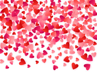 Red flying hearts bright love passion vector background.