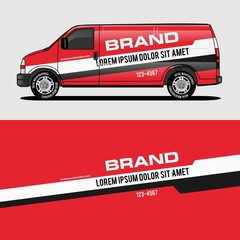 red van wrap design wrapping sticker and decal design for corporate company branding vector © nianurul