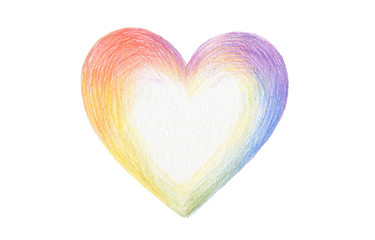 Color pencil drawing heart shape