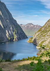 Naklejka na ściany i meble famous Trollfjord in the Lofoten Island chain, northern Norway, Scandinavia