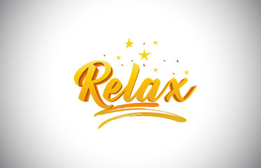 Relax Golden Yellow Word Text with Handwritten Gold Vibrant Colors Vector Illustration.