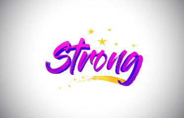 Obraz premium Strong Purple Violet Word Text with Handwritten Vibrant Colors and Stars Confetti Vector.