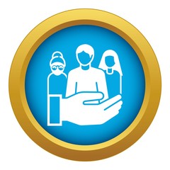 Customer care icon blue vector isolated on white background for any design