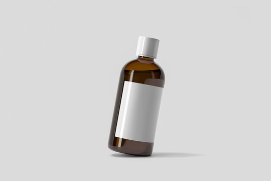 Pharmaceutical Bottle Mock-Up isolated on soft gray background.Blank Label.High resolution photo.