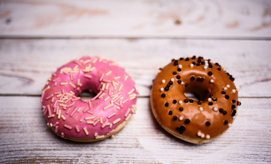 donuts on a wooden background
