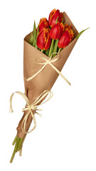 Boquet of red tulips. Isolated