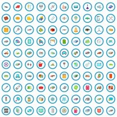 100 garage icons set in cartoon style for any design vector illustration