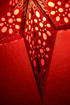 shining red Christmas Star lantern