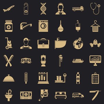 Craft tool icons set. Simple style of 36 carft tool vector icons for web for any design
