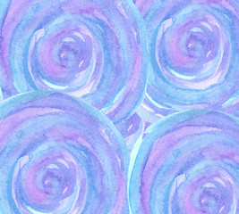 A watercolor light blue and violet background with circles