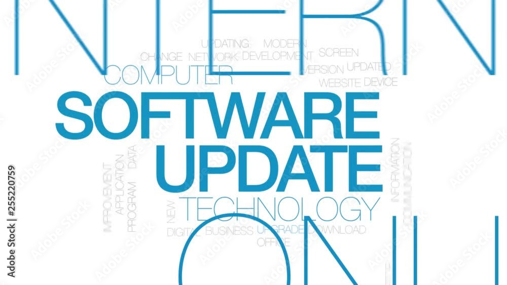 Wall mural software update animated word cloud. kinetic typography.