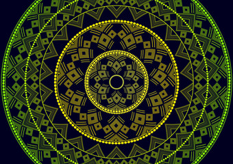 Mandala is an isolated graphic element. Oriental ornament geometric pattern. Stylized floral round decor.