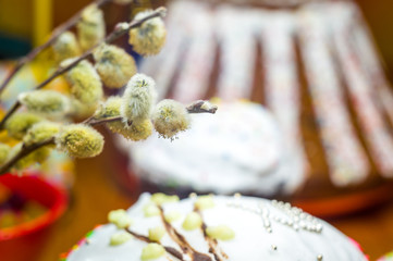 Kulichi, traditional Russian Easter cake with icing