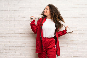 Teenager sport girl with curly hair