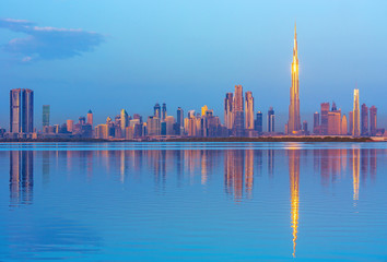 Amazing Dubai city center at sunrise, Dubai, United Arab Emirates