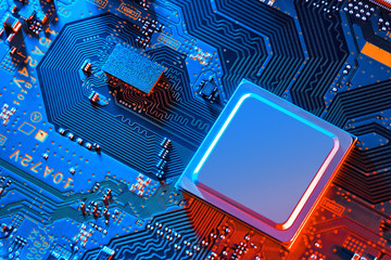 Electronic circuit board close up.