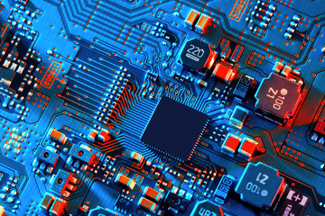 Fototapeta Electronic circuit board close up. obraz