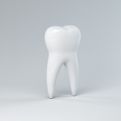 3d dental illustration of a tooth, on a gray background. Render