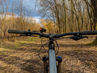 MTB bicycle on the trail in the spring season
