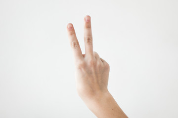 Two fingers  (gesture PEACE by hand)
