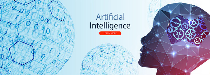 Artificial Intelligence concept.  Creative brain concept background. Vector science illustration.