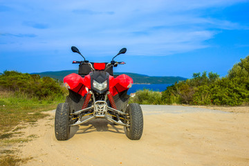 Fototapeta na wymiar Quad bike ATV on the island