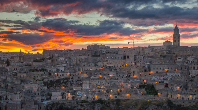 panoramic view of old city in the evening