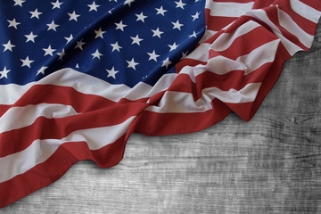 American flag on wood
