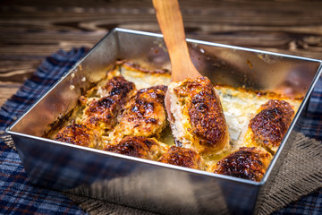 Pork rolls with cheese