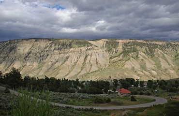 Die Caldera des Yellowstone Vulkans im Norden des Yellowstone Nationalpark. Blick auf Albright.