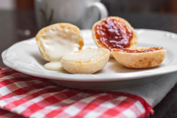 Closeup of a plate with cheese breads