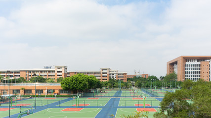 A basketball court on campus