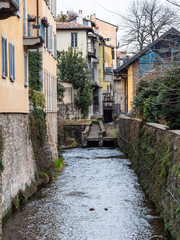 Fototapeta na wymiar canal in center of Lower Town Bergamo city