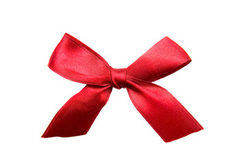 red bow with gold edging on a white background