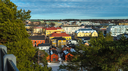 Porvoo, Finland - 26 February 2019. View of the village and forest