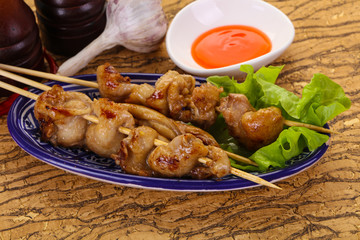 Chicken skin skewer