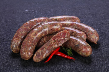 Raw lamb sausages