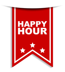 red vector banner happy hour