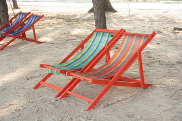 Beach chair on on the sandy beach