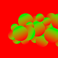 Colorful vector image with gradient bubbles on red.