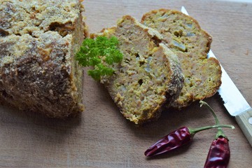 Homemade baked Ground pork Meatloaf with Spices