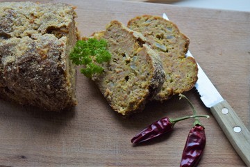 Homemade baked Ground pork Meatloaf with Spices