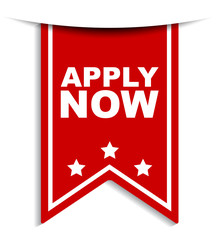 red vector banner apply now