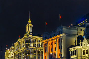 Urban Night Scene at The Bund, Shanghai, China