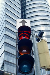 red traffic light in the city