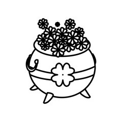 saint patrick cauldron with clovers leafs