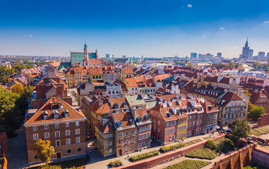 Fototapeta na wymiar Aerial view of the Warsaw's old town. Poland. Beautiful European City