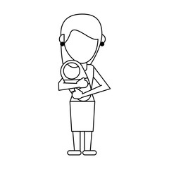 single mom with baby in arms in black and white